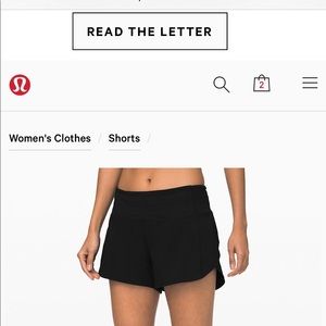 Lulu lemon speed up short in 4”